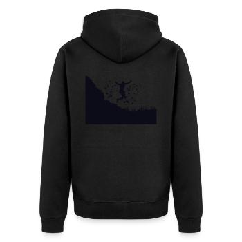 Trail Runner Cross Trail Bergläufer - Unisex Premium Bio Zip Hoodie - Schwarz - Hinten - Nico (187cm)