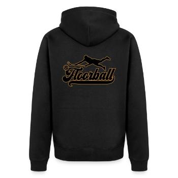 Les couleurs peuvent être modifiées | Joueur de Floorball Floorball - Veste à capuche bio Premium Unisexe - noir - Dos - Nico (187cm)