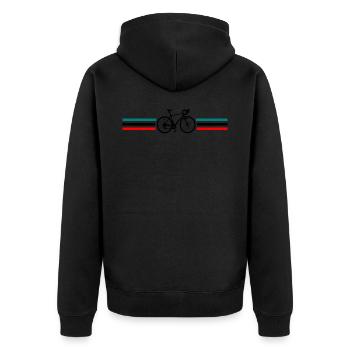 Fahrrad Rennrad Retro Design Streifen - Unisex Premium Bio Zip Hoodie - Schwarz - Hinten - Nico (187cm)