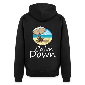 Relaxation and relaxation. Just Calm Down - Unisex Premium Organic Zip Hoodie - black - Back - Nico (187cm)
