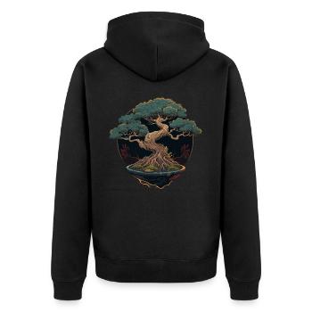 Kultivierter Bonsai-Baum - Unisex Premium Bio Zip Hoodie - Schwarz - Hinten - Nico (187cm)
