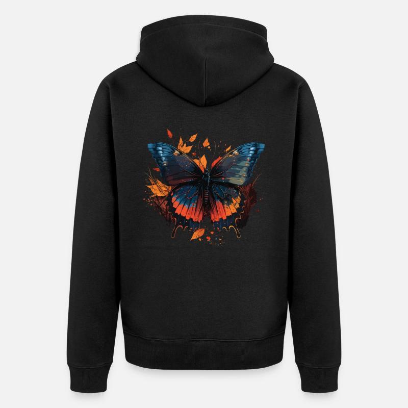 Papillon printanier - Veste à capuche bio Premium Unisexe - noir