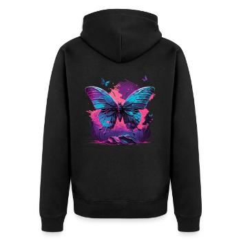 Stunning Butterfly Vaporwave - Unisex Premium Organic Zip Hoodie - black - Back - Nico (187cm)