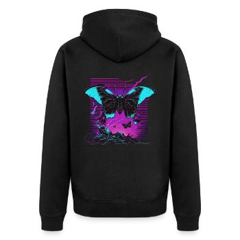 Lueur dans la nuit papillon - Veste à capuche bio Premium Unisexe - noir - Dos - Nico (187cm)