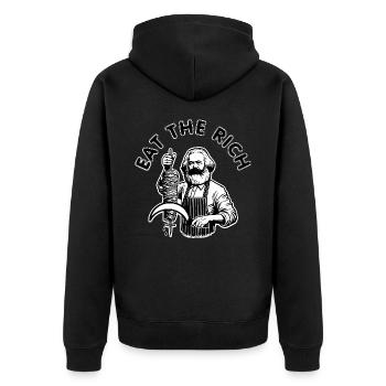 Eat the rich - Unisex Premium Organic Zip Hoodie - black - Back - Nico (187cm)