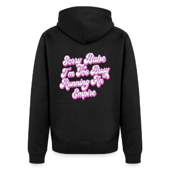 Busy Empire Runner | Farben änderbar - Unisex Premium Bio Zip Hoodie - Schwarz - Hinten - Nico (187cm)