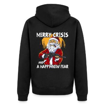 Merry Crisis - Unisex Premium Bio Zip Hoodie - Schwarz - Hinten - Nico (187cm)