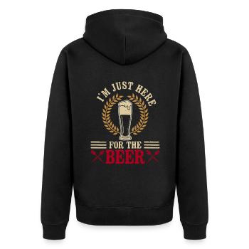 Je suis juste ici pour la bière - Darts Player Darts - Veste à capuche bio Premium Unisexe - noir - Dos - Nico (187cm)