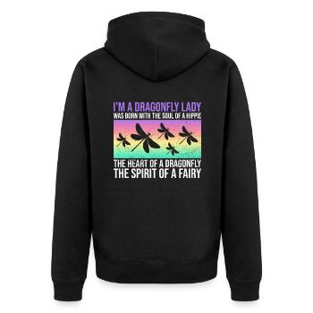 Libelle Spiritualität Mythologie Insekten Tier - Unisex Premium Bio Zip Hoodie - Schwarz - Hinten - Nico (187cm)