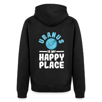 Uranus est mon endroit heureux - Uranus Planet Space - Veste à capuche bio Premium Unisexe - noir - Dos - Nico (187cm)