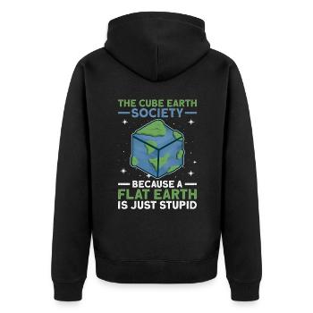 The Cube Earth Society - Earth Planet Space - Unisex Premium Organic Zip Hoodie - black - Back - Nico (187cm)