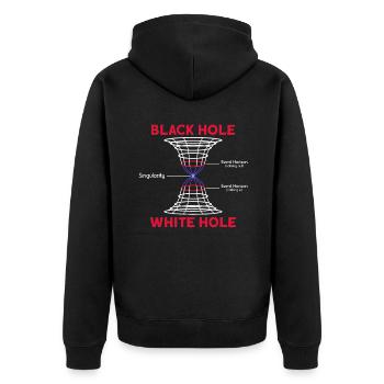 Black Hole - White Hole - Schwarzes Loch Astronom - Unisex Premium Bio Zip Hoodie - Schwarz - Hinten - Nico (187cm)
