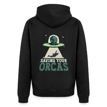 Sauvez les orques - Orque extraterrestre - Veste à capuche bio Premium Unisexe - noir - Dos - Nico (187cm)