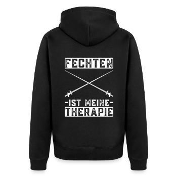 Fechten Ist Meine Therapie - Fechten Fechter - Unisex Premium Bio Zip Hoodie - Schwarz - Hinten - Nico (187cm)