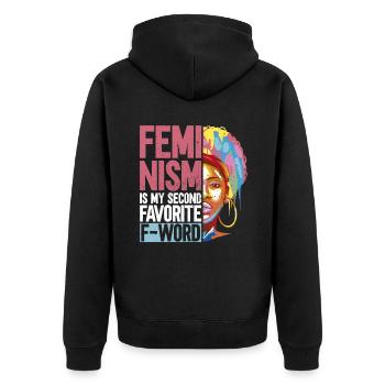 Feminismus Frauenrechte Women Empowerment Feminist - Unisex Premium Bio Zip Hoodie - Schwarz - Hinten - Nico (187cm)