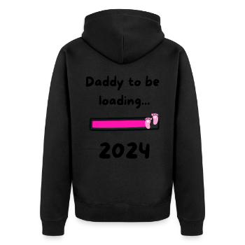 Daddy loading 2024 Girl - Unisex Premium Bio Zip Hoodie - Schwarz - Hinten - Nico (187cm)