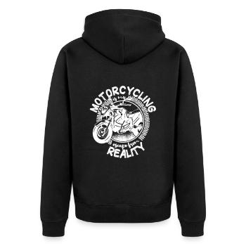 Motorcycling is my escape from reality - Biker - Unisex Premium Organic Zip Hoodie - black - Back - Nico (187cm)