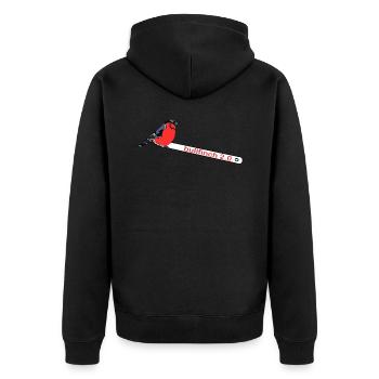 bullfinch 2.0. Tier, Vogel, Pinsel, Farbe - Unisex Premium Bio Zip Hoodie - Schwarz - Hinten - Nico (187cm)