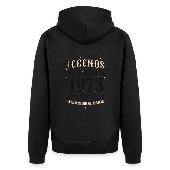 Les légendes sont nées en 1973 - cadeau d’anniversaire - Veste à capuche bio Premium Unisexe - noir - Dos - Nico (187cm)