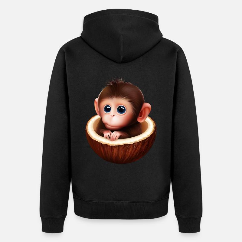 Singe dans une noix de - Veste à capuche bio Premium Unisexe - noir