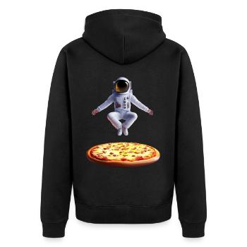 Hovering astronaut over pizza - Unisex Premium Organic Zip Hoodie - black - Back - Nico (187cm)