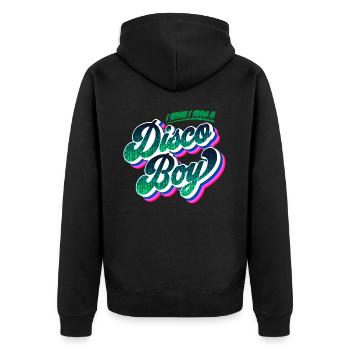 Disco Boy | Party Feiern Partyshirt - Unisex Premium Bio Zip Hoodie - Schwarz - Hinten - Nico (187cm)