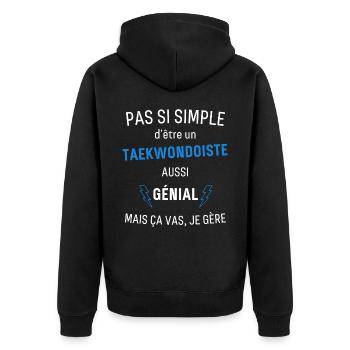 Awesome Taekwondo Athlete - Unisex Premium Organic Zip Hoodie - black - Back - Nico (187cm)