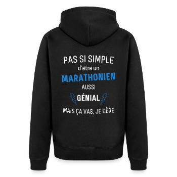 T-shirt Marathonien Génial - Veste à capuche bio Premium Unisexe - noir - Dos - Nico (187cm)