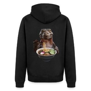 Komodo Ramen - Unisex Premium Bio Zip Hoodie - Schwarz - Hinten - Nico (187cm)