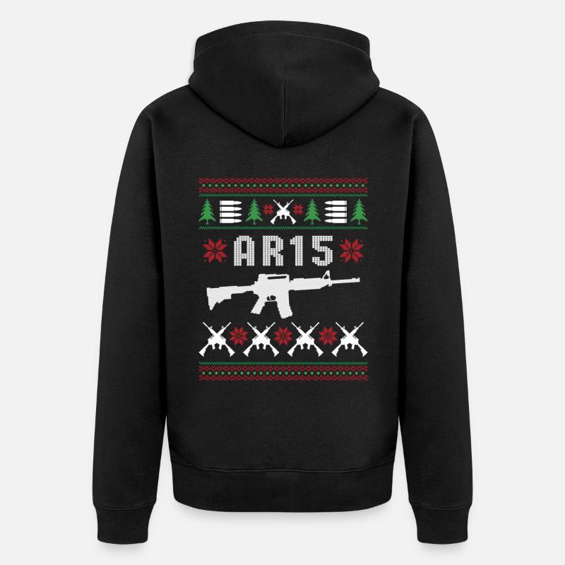 AR15 Noël moche - Veste à capuche bio Premium Unisexe - noir