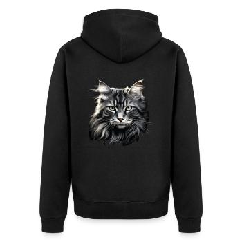 Longhair Cat Cat White Maine Coone Forest Cat - Unisex Premium Organic Zip Hoodie - black - Back - Nico (187cm)