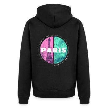 Paris Skyline Tour Eiffel France City Circle - Veste à capuche bio Premium Unisexe - noir - Dos - Nico (187cm)