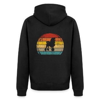 Poodle dog lover Retro vintage Gift idea - Unisex Premium Bio Zip Hoodie - Schwarz - Hinten - Nico (187cm)
