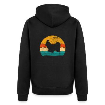 Shih Tzu dog lover Retro vintage Gift idea - Unisex Premium Bio Zip Hoodie - Schwarz - Hinten - Nico (187cm)