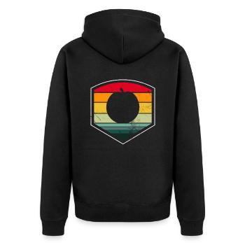 Apfel Gesund Frucht Obst Vegan Retro Geschenk - Unisex Premium Bio Zip Hoodie - Schwarz - Hinten - Nico (187cm)