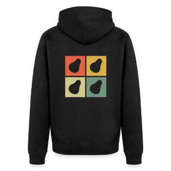 Birne Obst Frucht Birnen Garten Retro Geschenk - Unisex Premium Bio Zip Hoodie - Schwarz - Hinten - Nico (187cm)