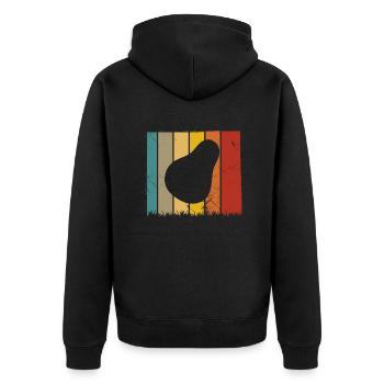 Birne Obst Frucht Birnen Garten Retro Geschenk - Unisex Premium Bio Zip Hoodie - Schwarz - Hinten - Nico (187cm)
