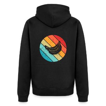 Banana Vegan Lover Retro Veggie Fruit Gift idea - Unisex Premium Bio Zip Hoodie - Schwarz - Hinten - Nico (187cm)