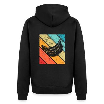Banana Vegan Lover Retro Veggie Fruit Gift idea - Unisex Premium Bio Zip Hoodie - Schwarz - Hinten - Nico (187cm)
