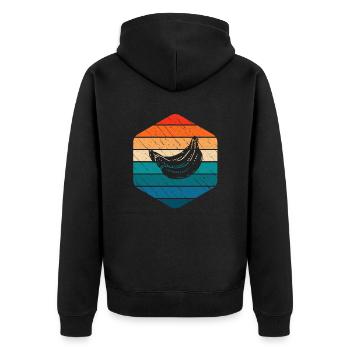 Banana Vegan Lover Retro Veggie Fruit Gift idea - Unisex Premium Bio Zip Hoodie - Schwarz - Hinten - Nico (187cm)