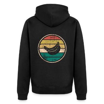 Banana Vegan Lover Retro Veggie Fruit Gift idea - Unisex Premium Bio Zip Hoodie - Schwarz - Hinten - Nico (187cm)