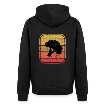 Broccoli Vegan Lover Retro Healthy Gift idea - Unisex Premium Organic Zip Hoodie - black - Back - Nico (187cm)