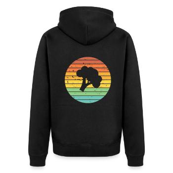 Broccoli Vegan Lover Retro Healthy Gift idea - Unisex Premium Bio Zip Hoodie - Schwarz - Hinten - Nico (187cm)