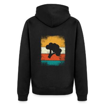 Broccoli Vegan Lover Retro Healthy Gift idea - Unisex Premium Bio Zip Hoodie - Schwarz - Hinten - Nico (187cm)