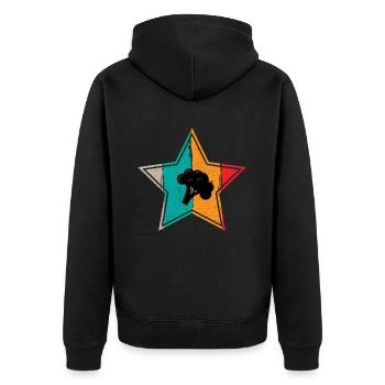Broccoli Vegan Lover Retro Healthy Gift idea - Unisex Premium Bio Zip Hoodie - Schwarz - Hinten - Nico (187cm)