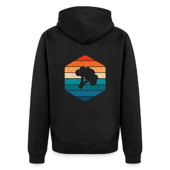 Broccoli Vegan Lover Retro Healthy Gift idea - Unisex Premium Organic Zip Hoodie - black - Back - Nico (187cm)