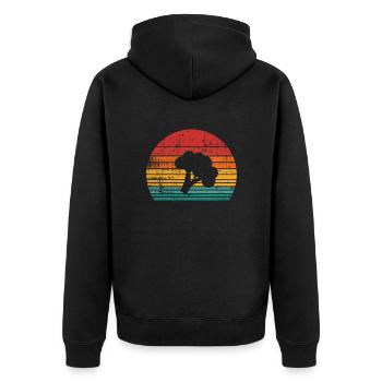 Broccoli Vegan Lover Retro Healthy Gift idea - Unisex Premium Organic Zip Hoodie - black - Back - Nico (187cm)