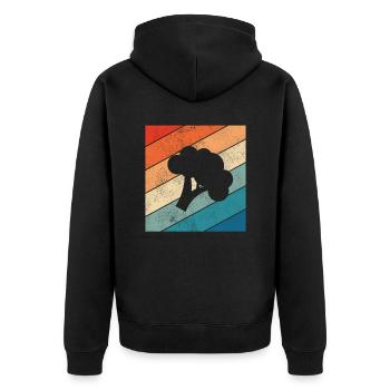 Broccoli Vegan Lover Retro Healthy Gift idea - Unisex Premium Bio Zip Hoodie - Schwarz - Hinten - Nico (187cm)