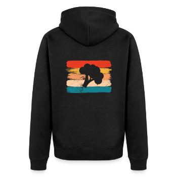 Broccoli Vegan Lover Retro Healthy Gift idea - Unisex Premium Organic Zip Hoodie - black - Back - Nico (187cm)