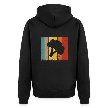 Broccoli Vegan Lover Retro Healthy Gift idea - Unisex Premium Organic Zip Hoodie - black - Back - Nico (187cm)